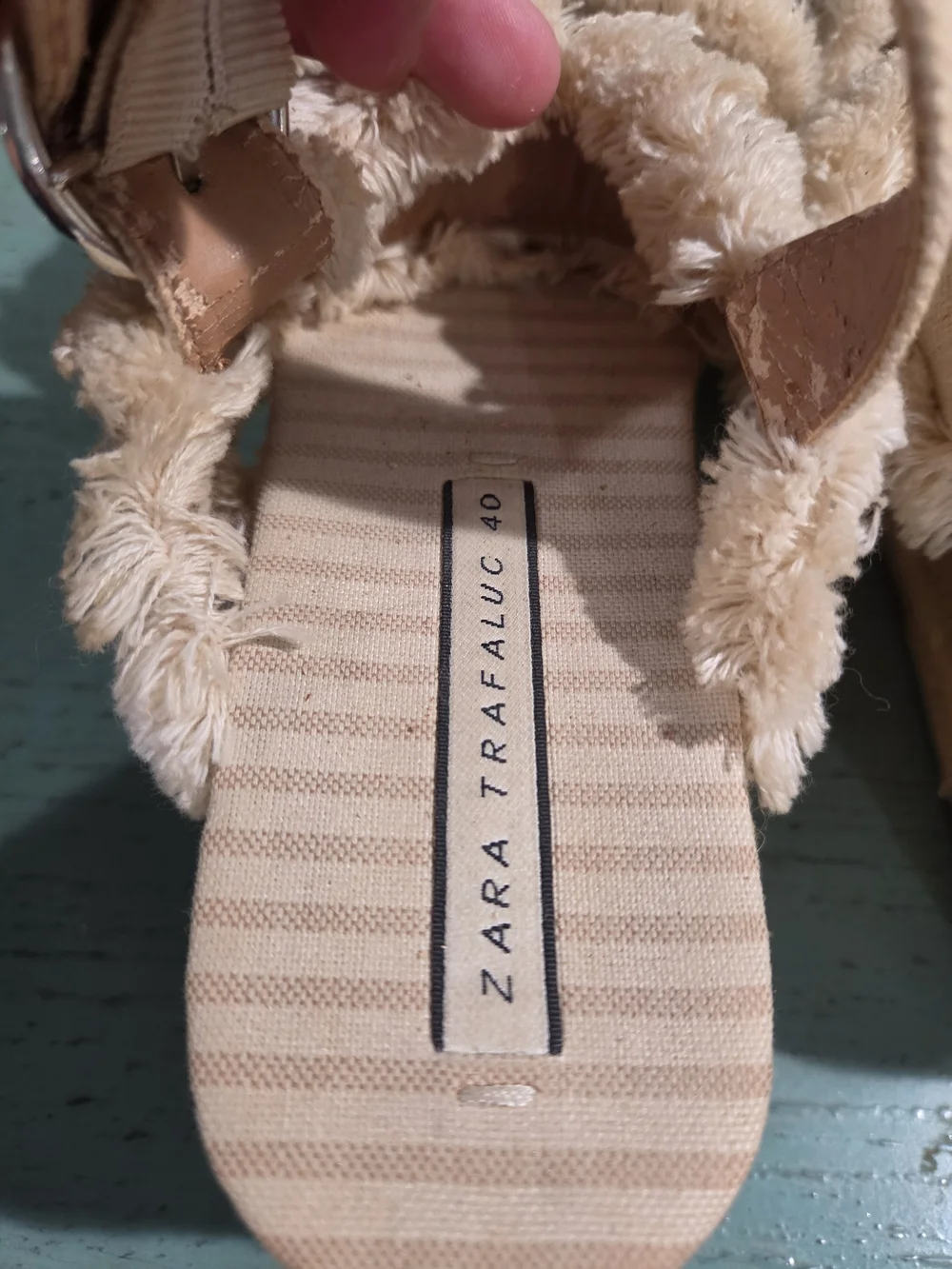 Zara Trafaluc Embellished Fringe Espadrille Platform Sandals EU 40/9-9.5